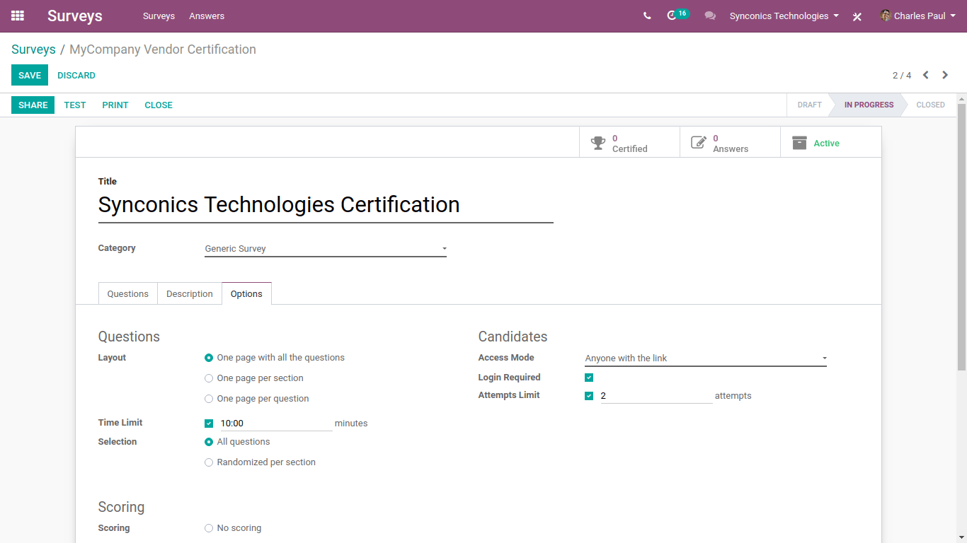 Survey My company vendor certi