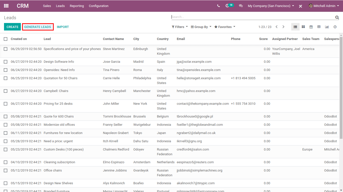 leads in odoo crm