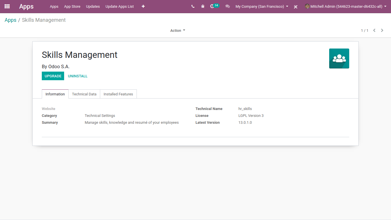 skill management in odoo app