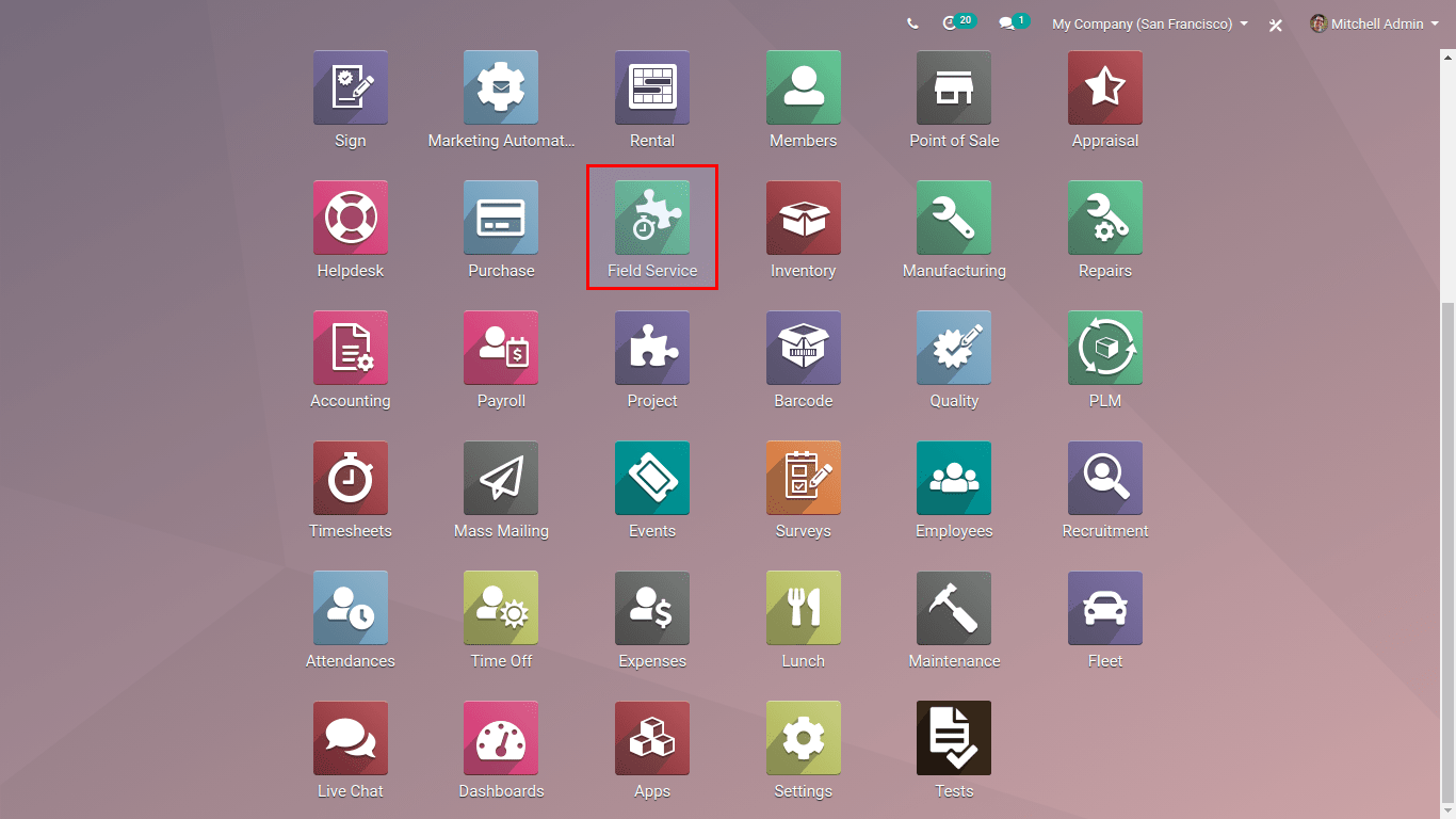 odoo field service module