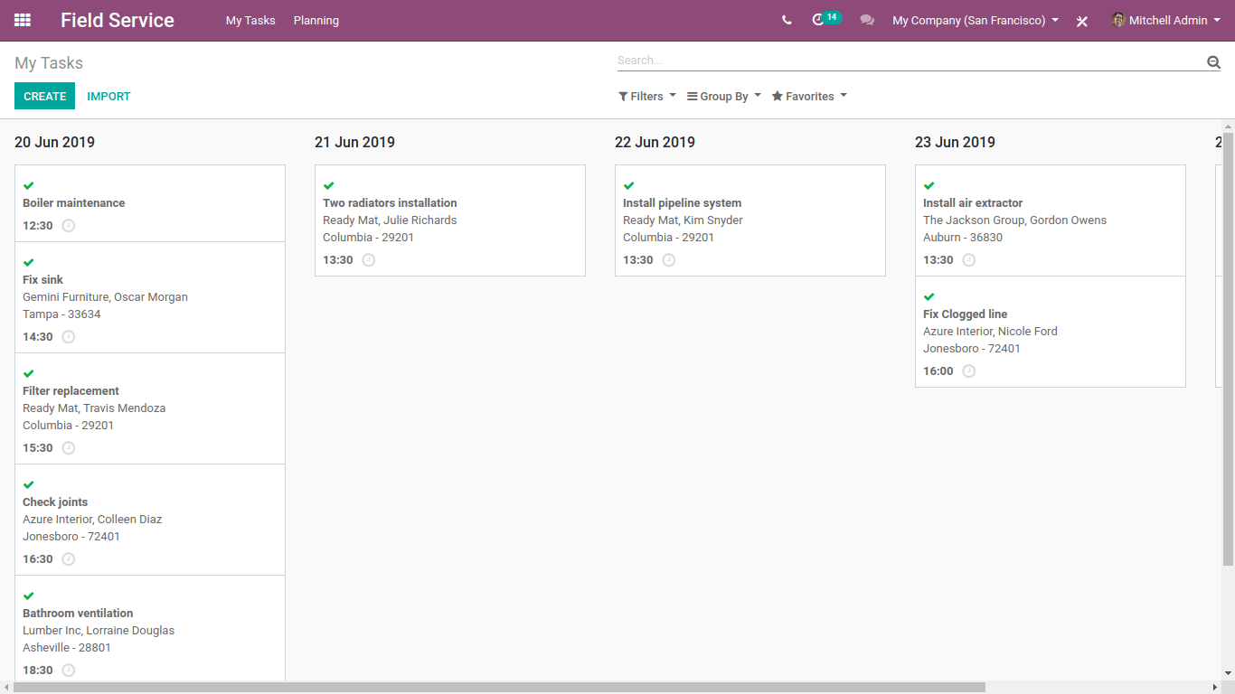 Field Service odoo module