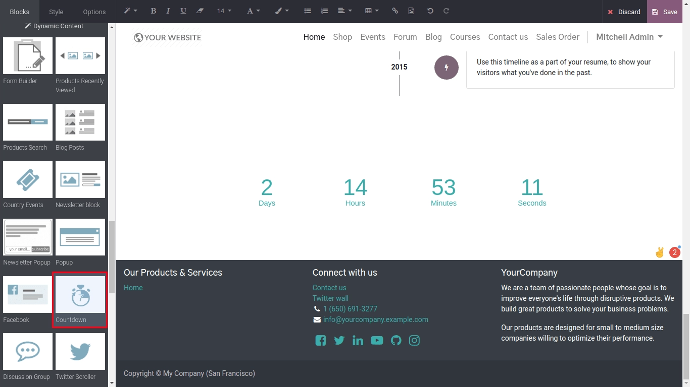 Countdown style in odoo website