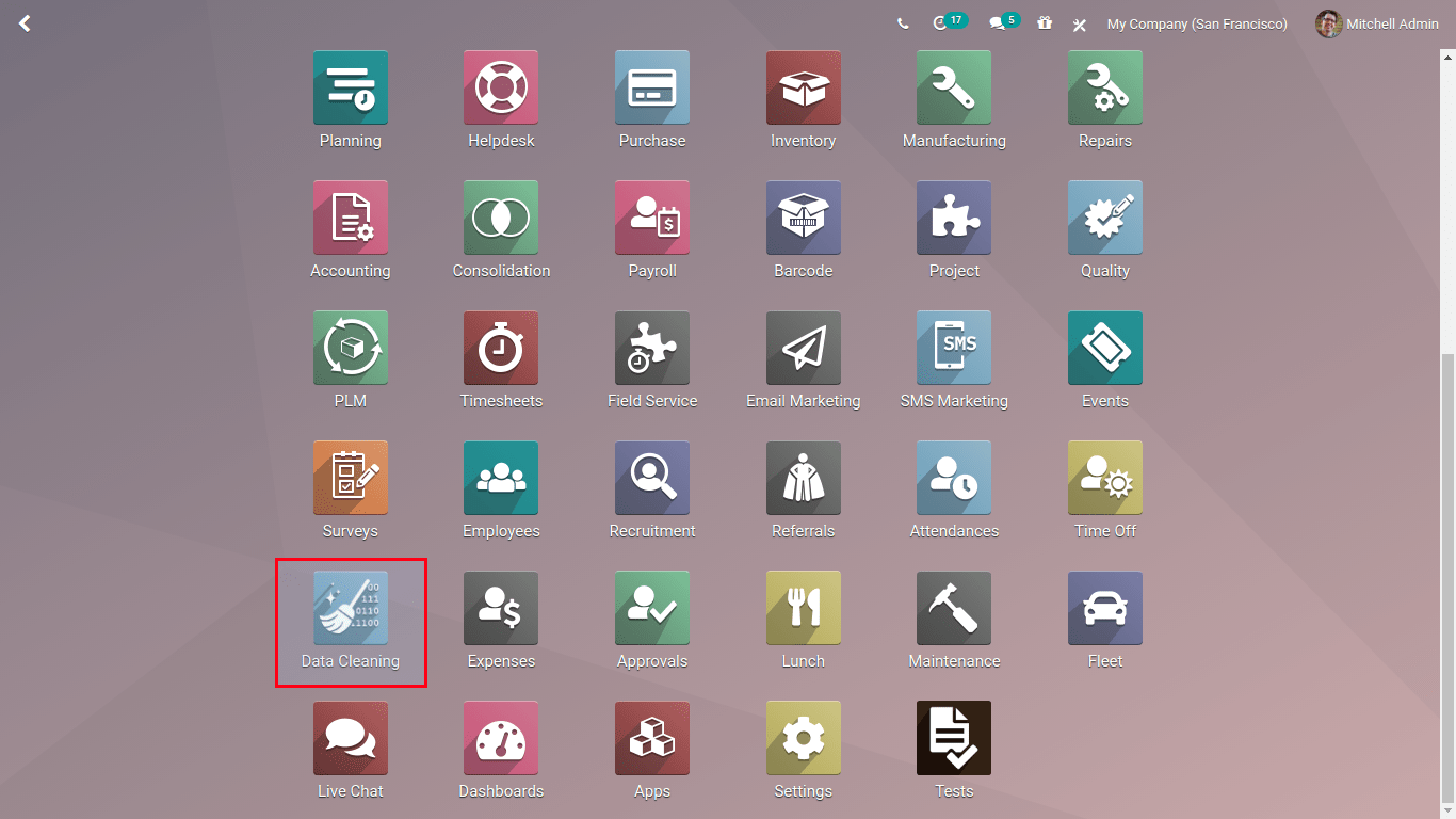 data cleaning application in odoo