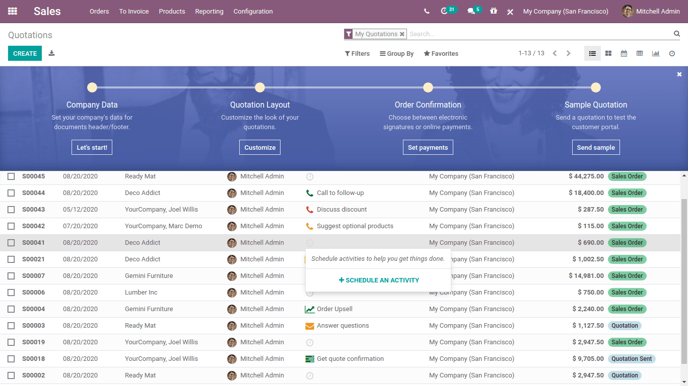 quotation in odoo sales