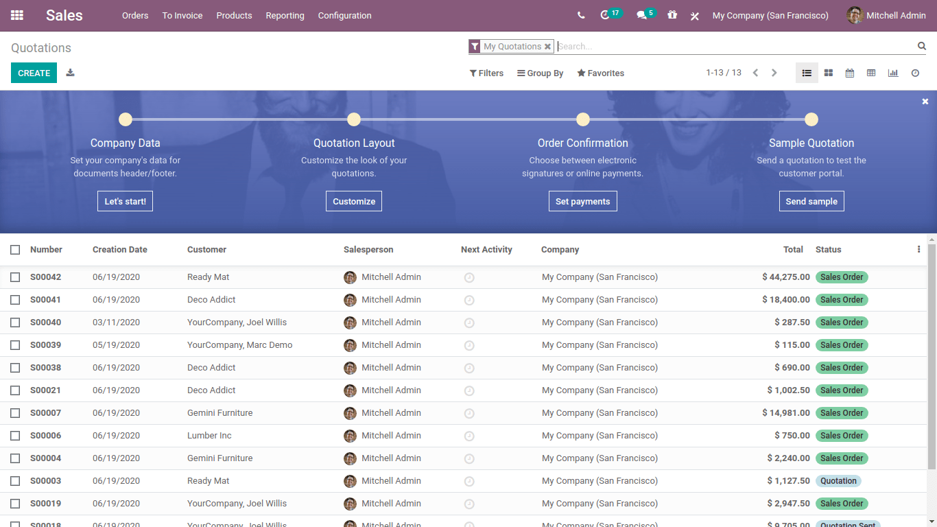 Qoutation in odoo sales