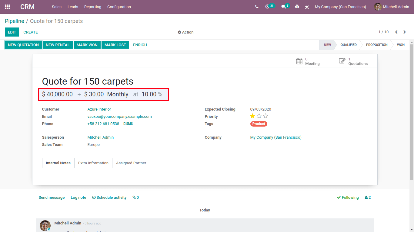 pipeline in odoo crm